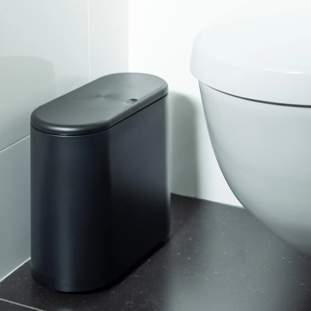 QUVIO Prullenbak Ovaal Klein - Zwart - Afbeelding 2