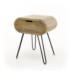 Giga Meubel - Nachtkastje Barrel 1 Lade Massief Mango Sand