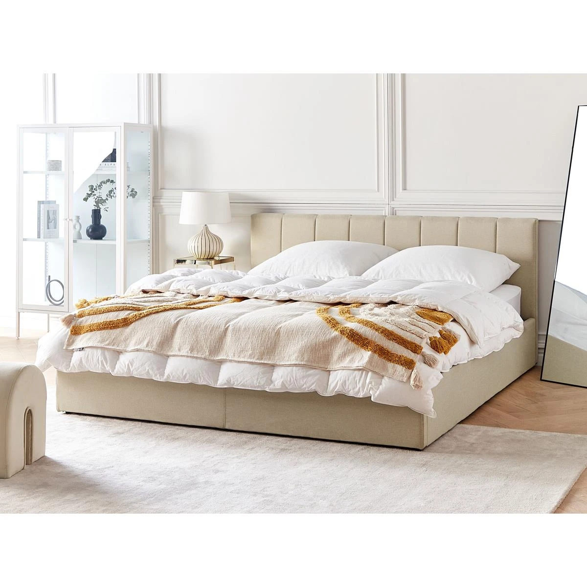 Beliani-DREUX-Bed Met Opbergruimte-Beige-180 X 200 Cm-Polyester - Afbeelding 2