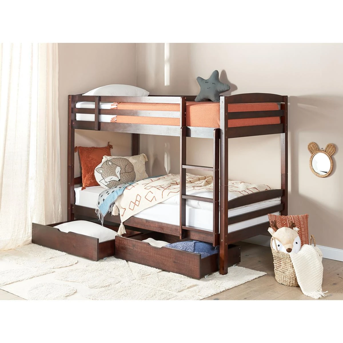 Beliani - RUMILLY - Bedlade Set Van 2 - Donkerbruin - Dennenhout - Afbeelding 2