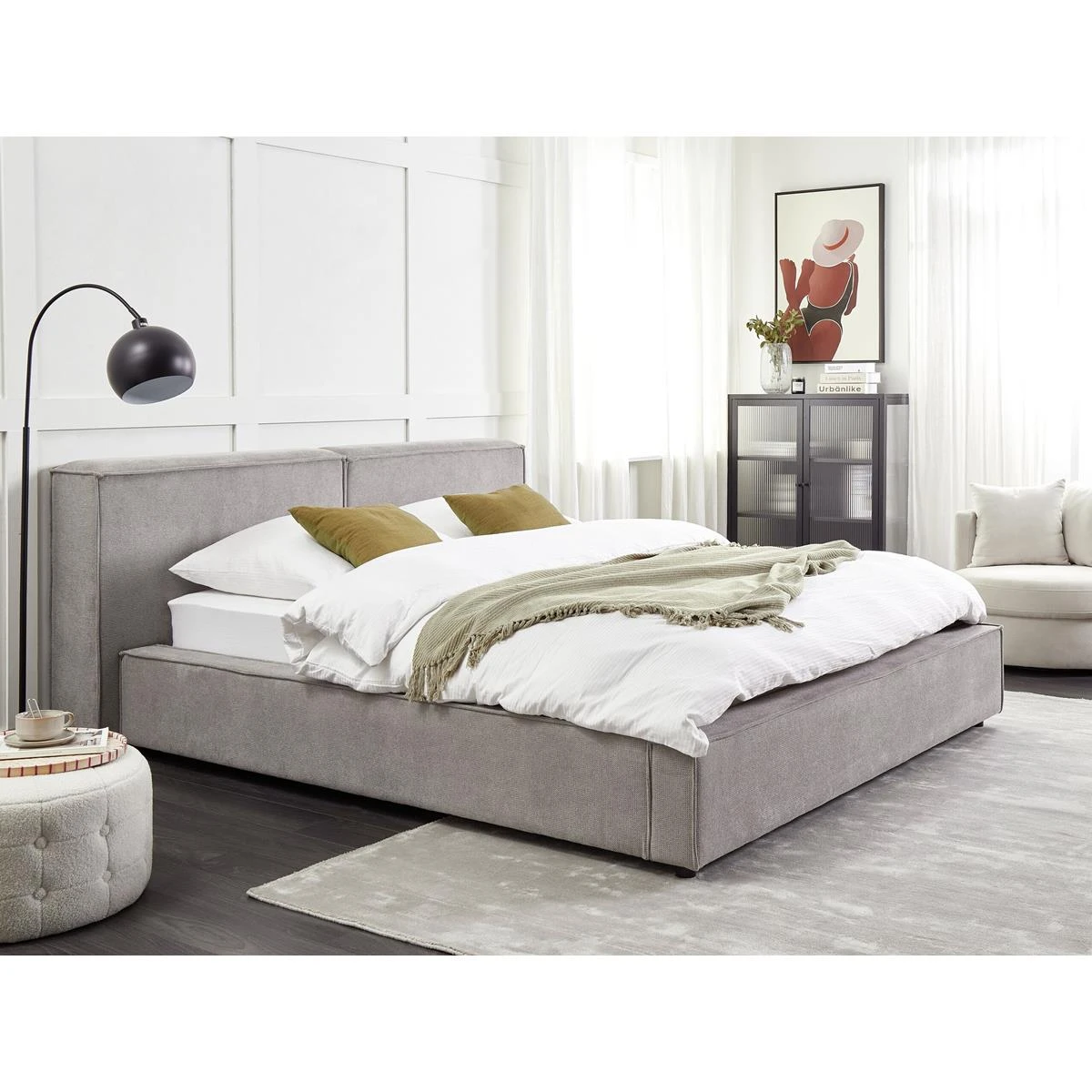Beliani - LINARDS - Bed - Grijs - 160 X 200 Cm - Polyester - Afbeelding 2