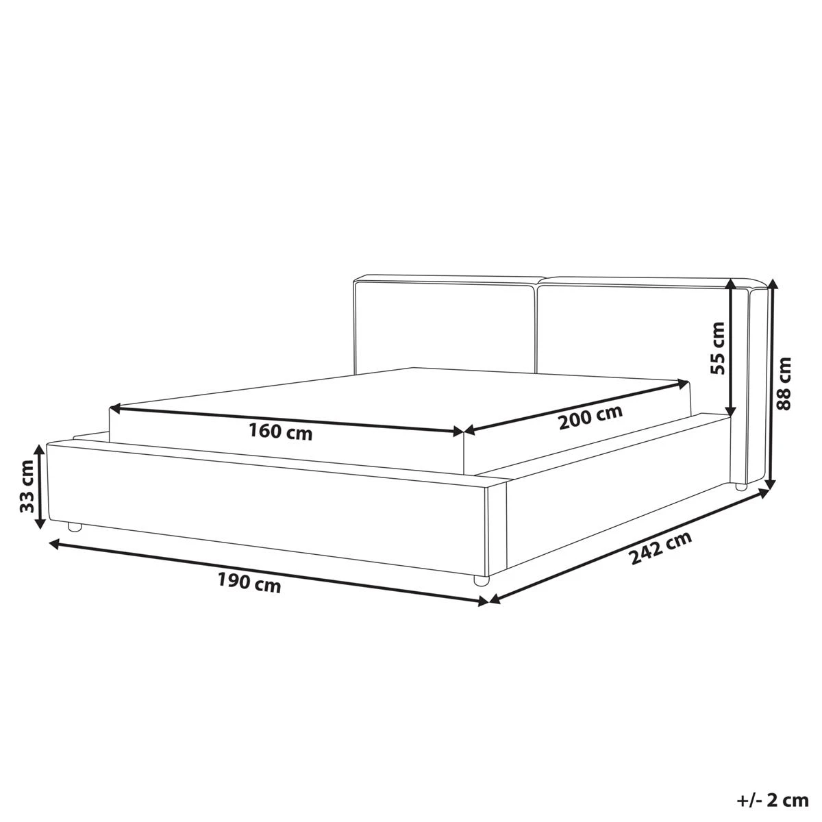 Beliani - LINARDS - Bed - Grijs - 160 X 200 Cm - Polyester - Afbeelding 10