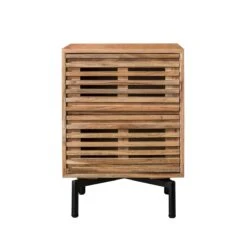 Giga Meubel - Nachtkastje Naturel Acaciahout - 45x35x63cm - 2 Lades