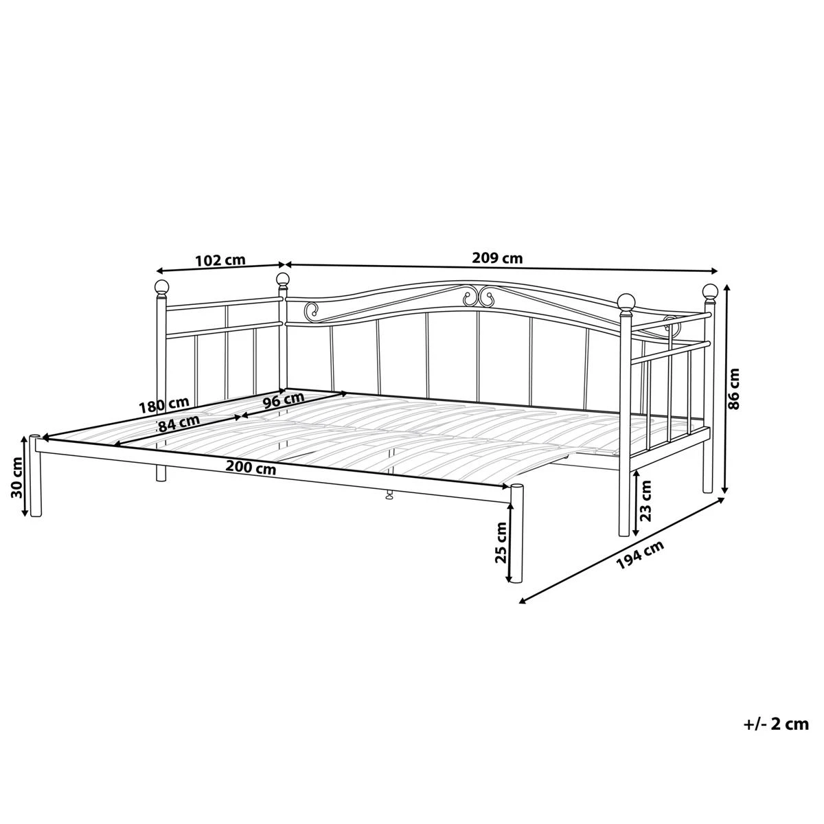 Beliani - TULLE - Eenpersoonsbed - Roze - 90 X 200 Cm - Metaal - Afbeelding 9