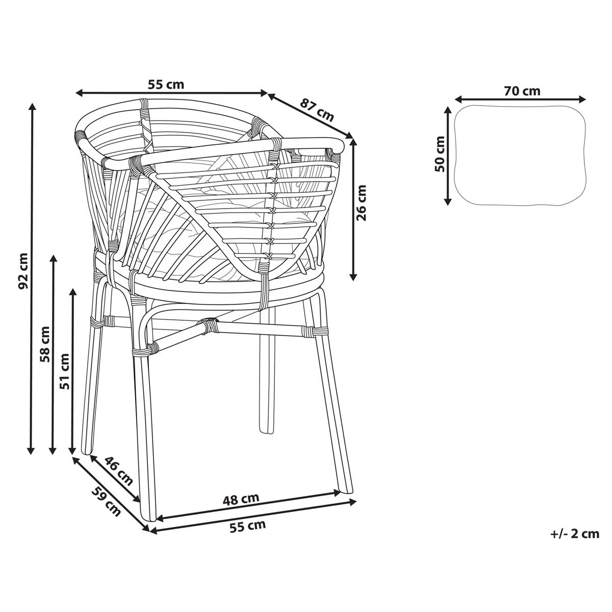 Beliani - GRUISSAN - Wieg - Natuurlijk - Rotan - Afbeelding 11