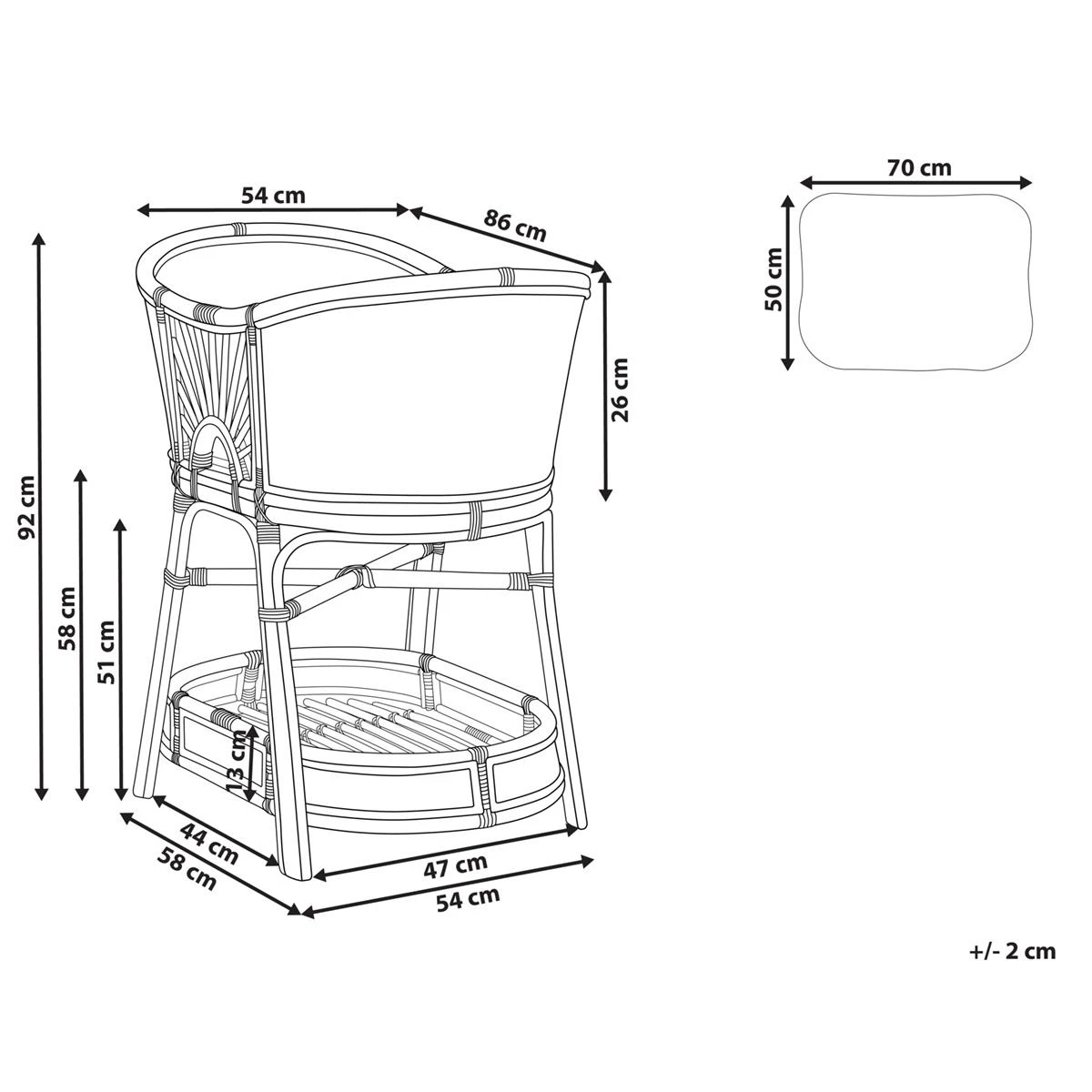 Beliani - LAGRASSE - Wieg - Natuurlijk - Rotan - Afbeelding 11