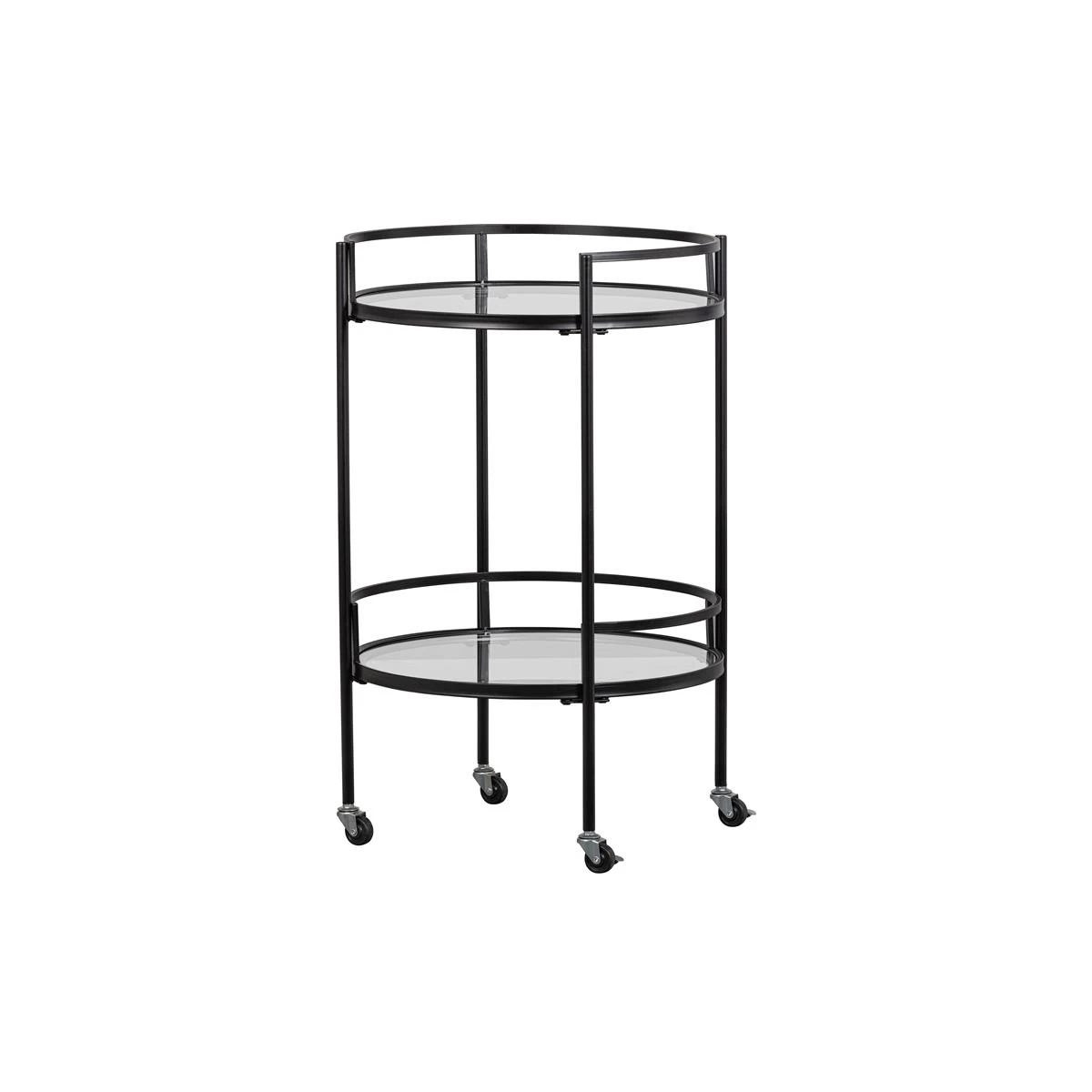 WOOOD Exclusive Zora Trolley - Metaal|Glas - Zwart - 79x50x50