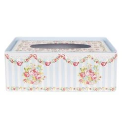 Clayre & Eef Tissue Box 23x13x10 Cm Blauw Aluminium