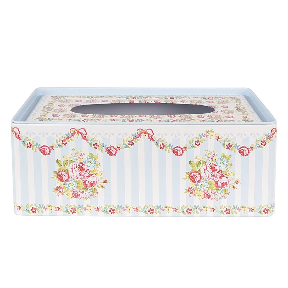 Clayre & Eef Tissue Box 23x13x10 Cm Blauw Aluminium