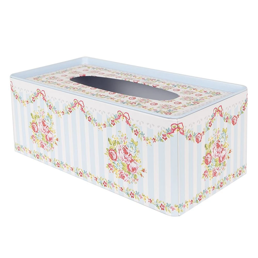Clayre & Eef Tissue Box 23x13x10 Cm Blauw Aluminium - Afbeelding 3