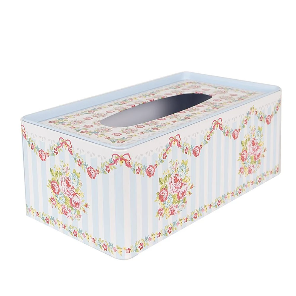 Clayre & Eef Tissue Box 23x13x10 Cm Blauw Aluminium - Afbeelding 2