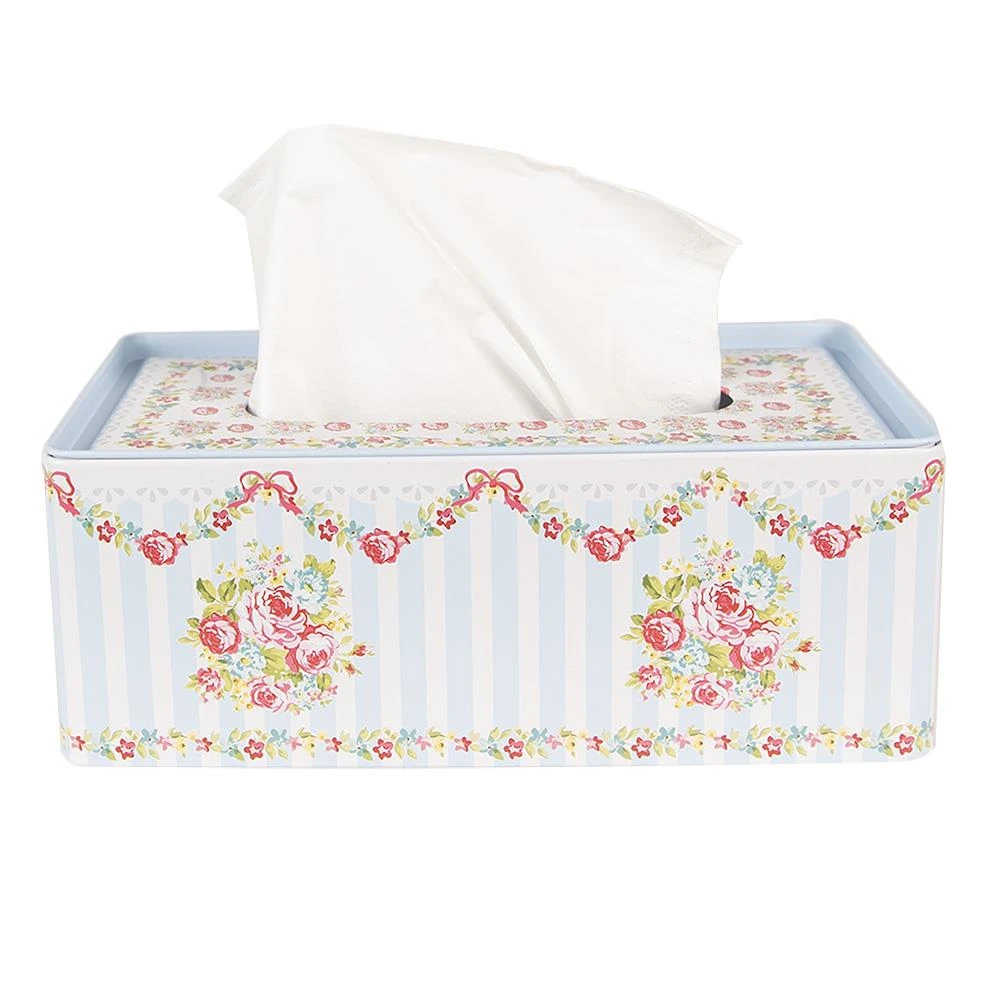 Clayre & Eef Tissue Box 23x13x10 Cm Blauw Aluminium - Afbeelding 4