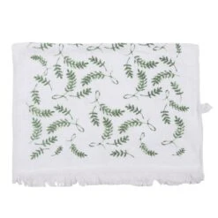 Clayre & Eef Gastendoekje 40x66 Cm Wit Groen Katoen Takjes Toilet