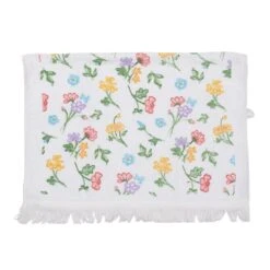 Clayre & Eef Gastendoekje 40x66 Cm Wit Geel Katoen Bloemen Toilet