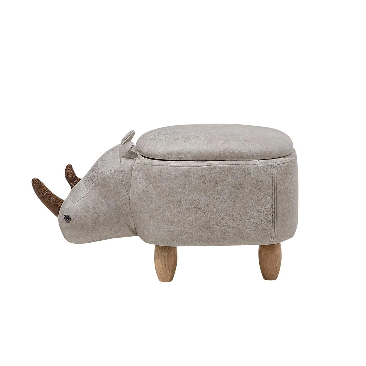 Beliani - RHINO - Hocker - Grijs - Kunstleer - Afbeelding 4