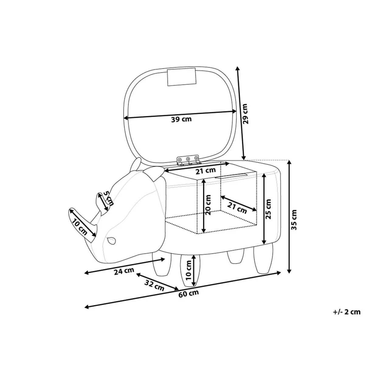 Beliani - RHINO - Hocker - Grijs - Kunstleer - Afbeelding 12