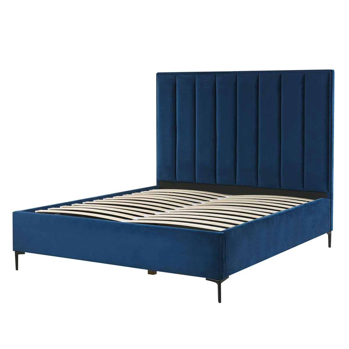 Beliani-SEZANNE -Bed Met Opbergruimte-Blauw-140 X 200 Cm-Fluweel - Afbeelding 5
