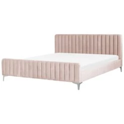 Beliani - LUNAN - Tweepersoonsbed - Roze - 180 X 200 Cm - Fluweel
