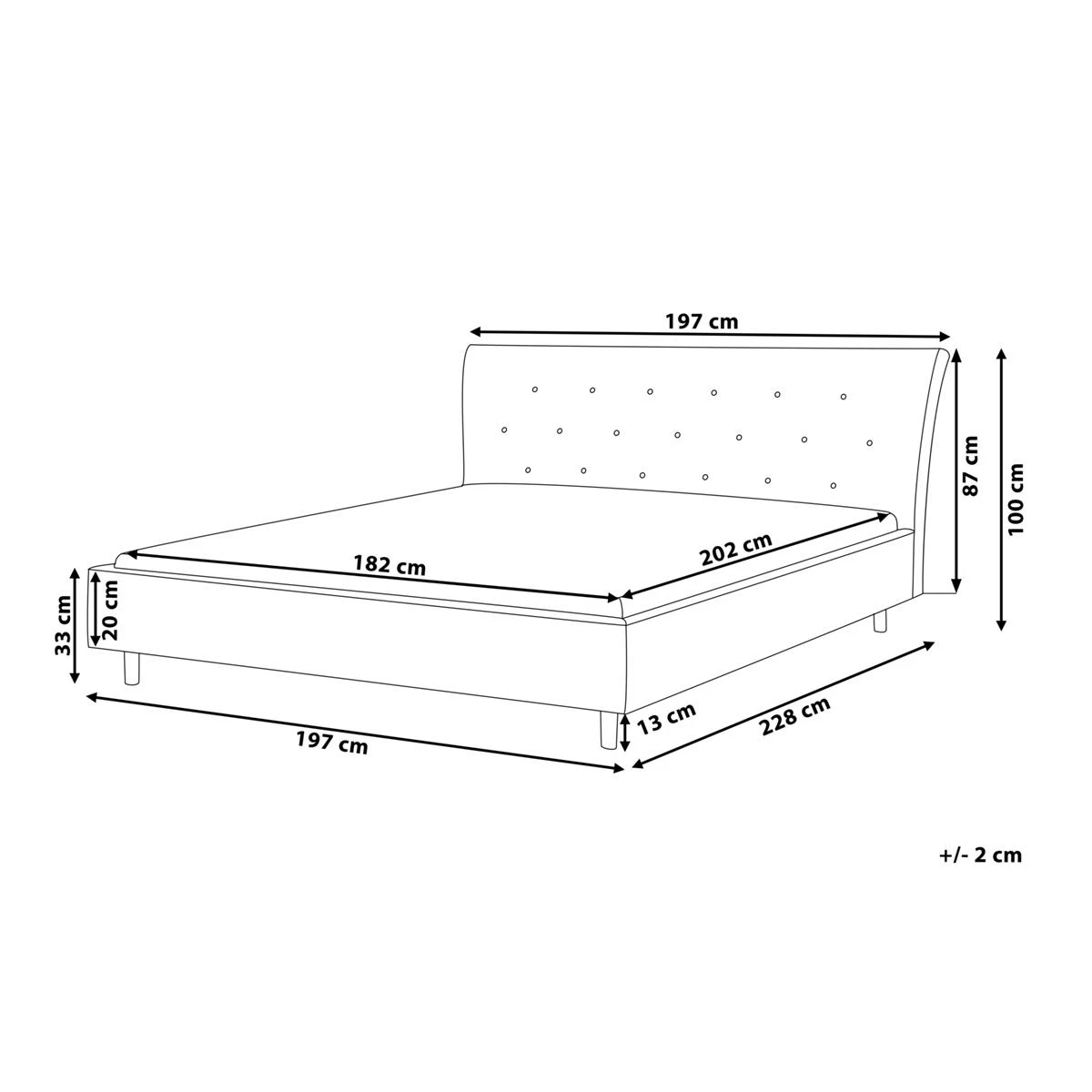Beliani-SAVERNE -Tweepersoonsbed-Grijs-180 X 200 Cm-Polyester - Afbeelding 12