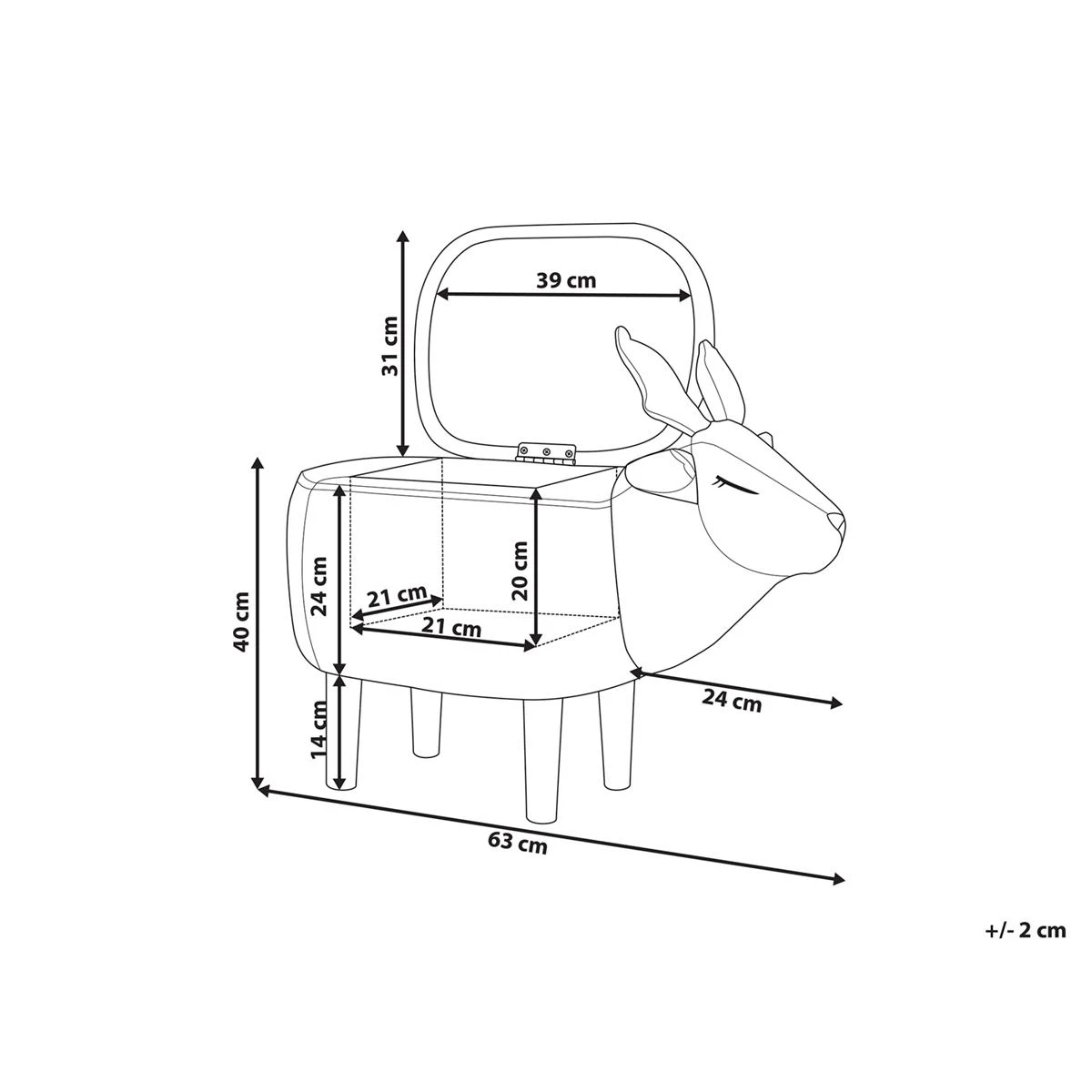 Beliani - REINDEER - Hocker - Beige - Polyester - Afbeelding 12