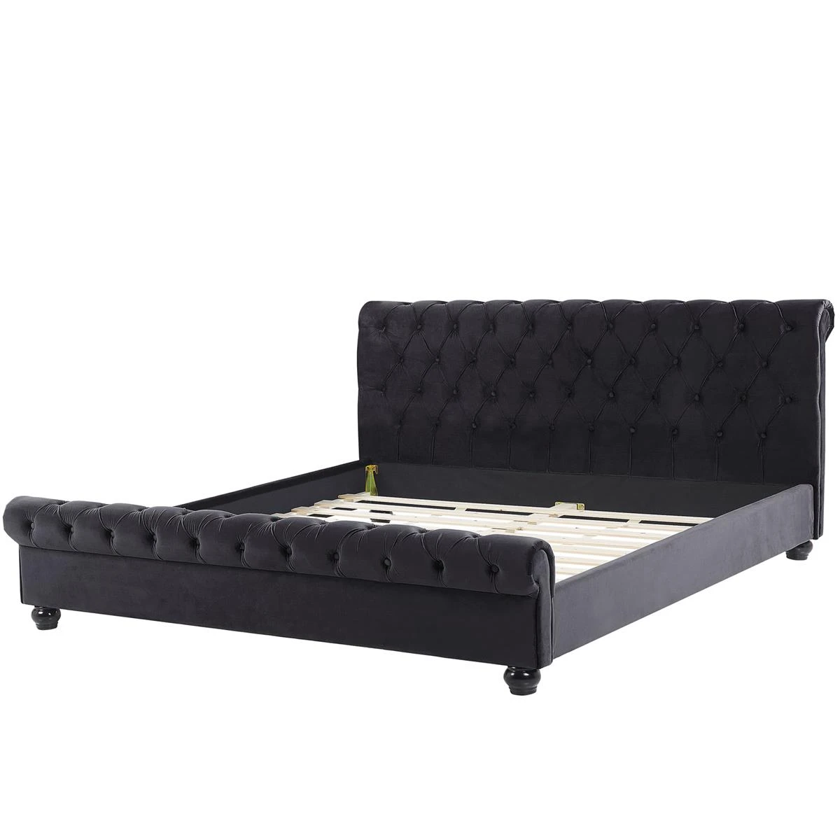 Beliani - AVALLON - Tweepersoonsbed - Zwart - 180 X 200 Cm - Fluweel - Afbeelding 3