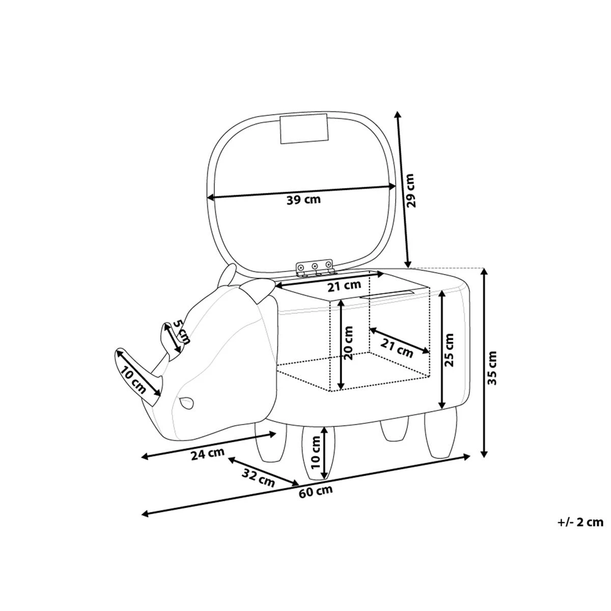 Beliani - RHINO - Hocker - Grijs - Kunstleer - Afbeelding 3