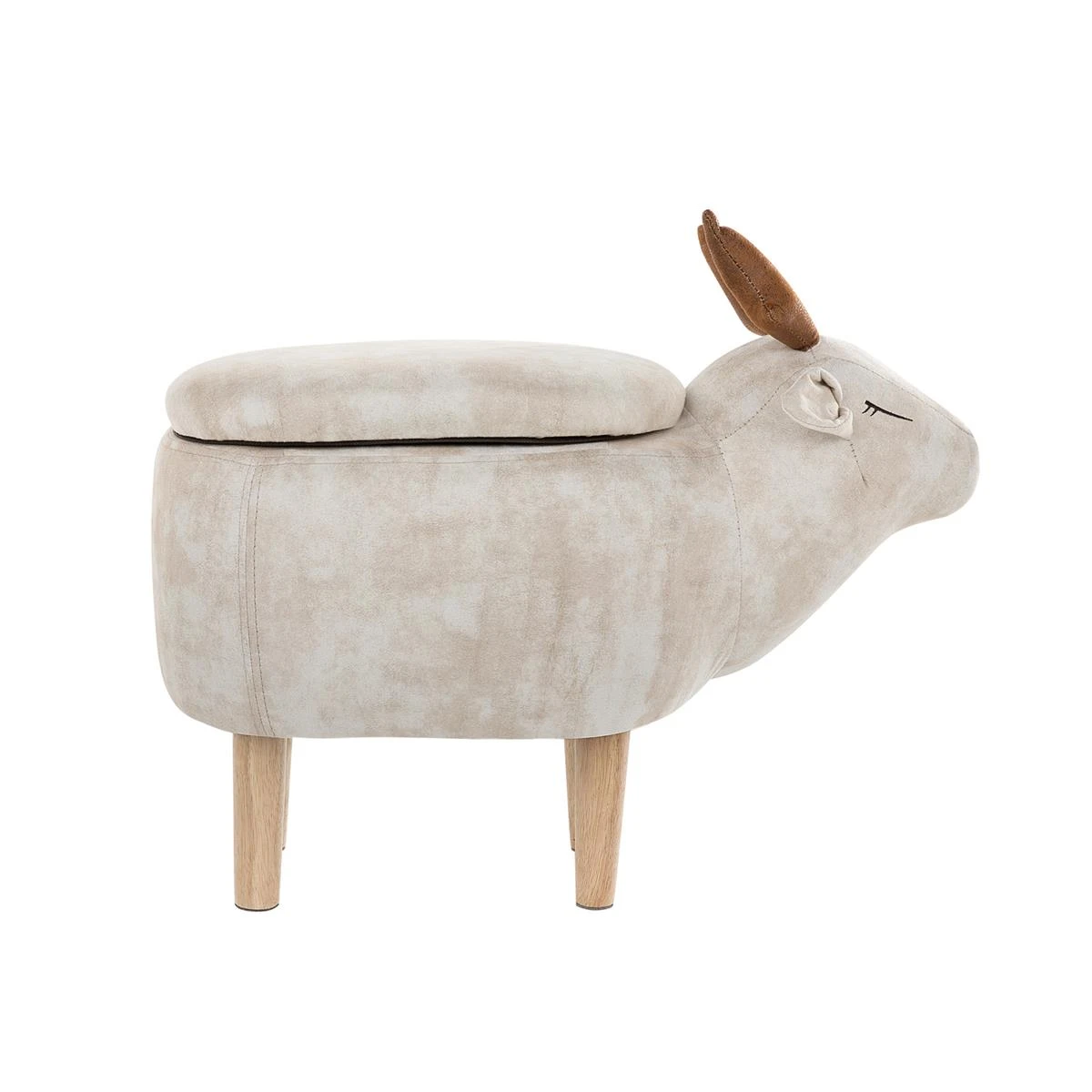 Beliani - REINDEER - Hocker - Beige - Polyester - Afbeelding 4