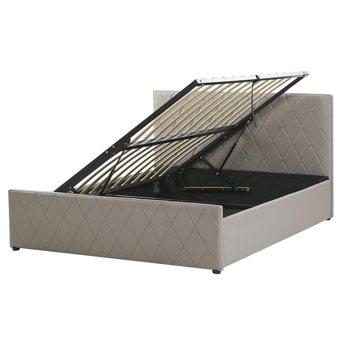 Beliani-ROCHEFORT-Bed Met Opbergruimte-Grijs-160 X 200 Cm-Kunstleer - Afbeelding 7