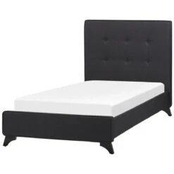 Beliani - AMBASSADOR - Eenpersoonsbed - Zwart - 90 X 200 Cm - Chenille