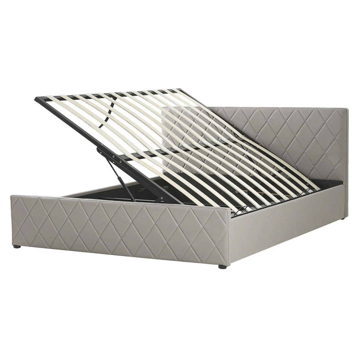 Beliani-ROCHEFORT-Bed Met Opbergruimte-Grijs-160 X 200 Cm-Kunstleer