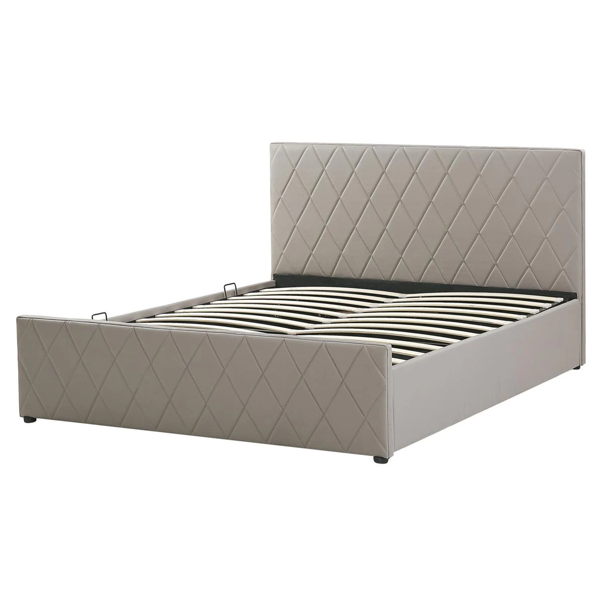 Beliani-ROCHEFORT-Bed Met Opbergruimte-Grijs-160 X 200 Cm-Kunstleer - Afbeelding 4