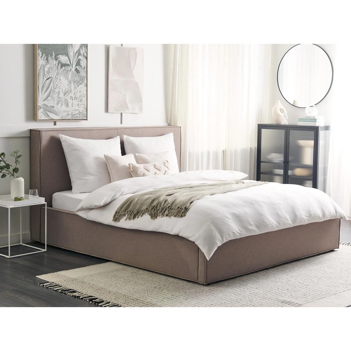 Beliani - MOISSAC - Bed - Taupe - 180 X 200 Cm - Polyester - Afbeelding 2