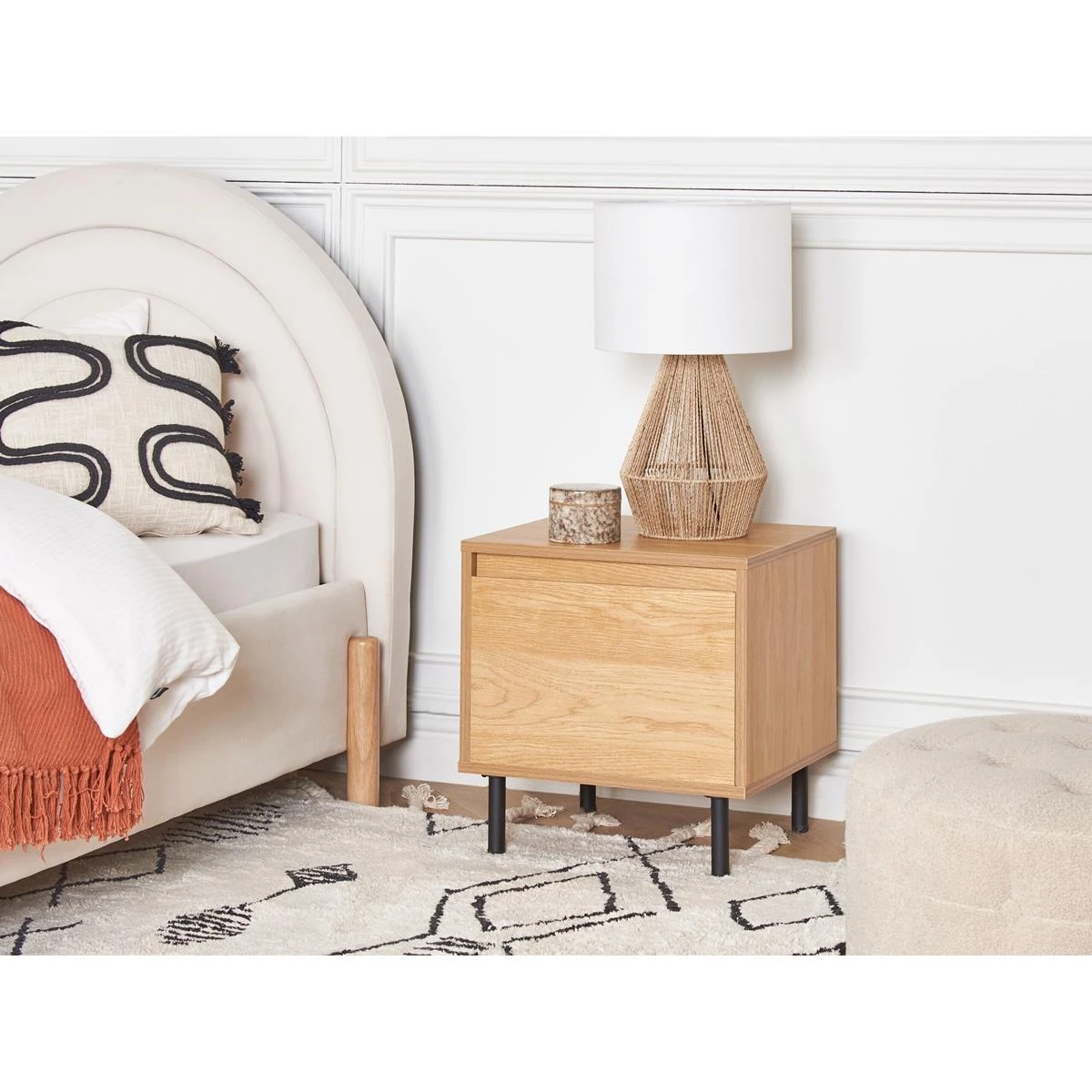 Beliani - NIKEA - Nachtkastje - Lichthout - MDF - Afbeelding 2