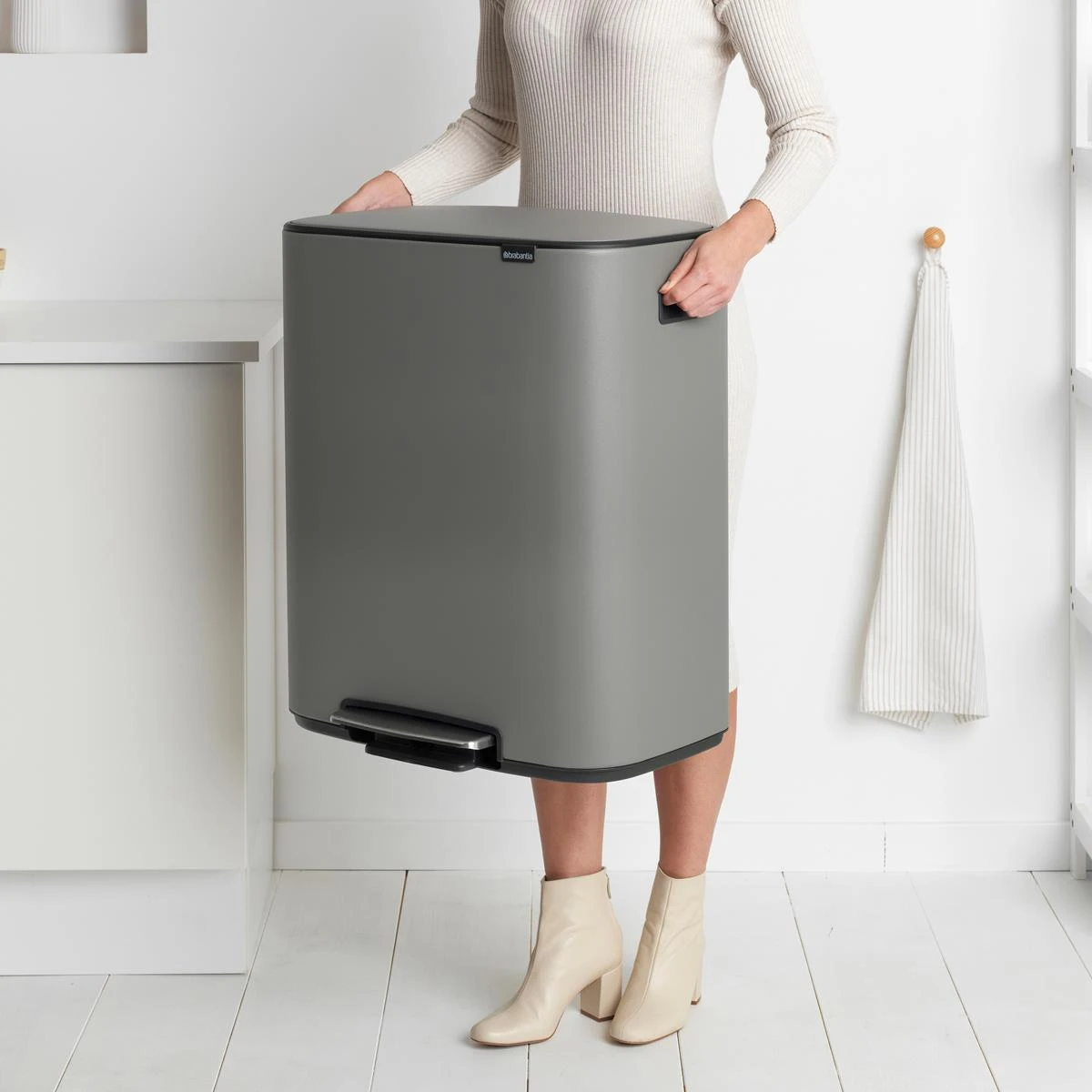 Brabantia Bo Pedaalemmer 2 X 30 L - Mineral Concrete Grey - Afbeelding 13