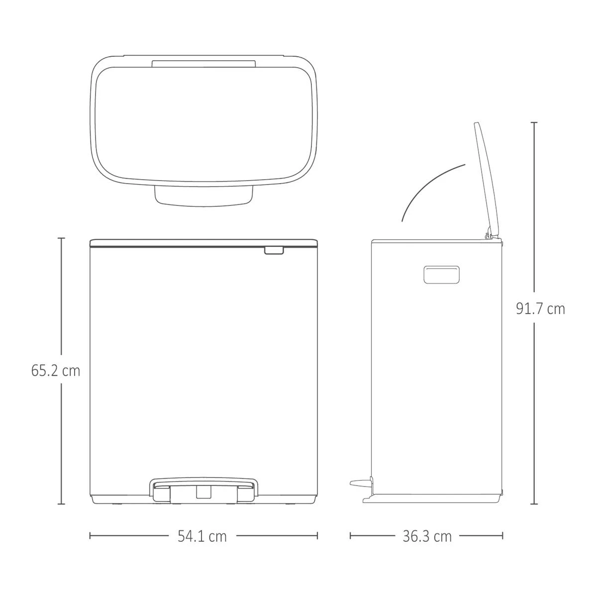 Brabantia Bo Pedaalemmer 2 X 30 L - Mineral Concrete Grey - Afbeelding 16