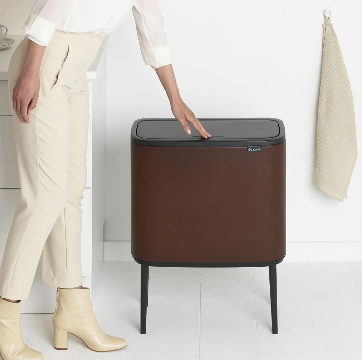 Brabantia Bo Touch Bin Afvalemmer 11 + 23 L - Mineral Cosy Brown - Afbeelding 11