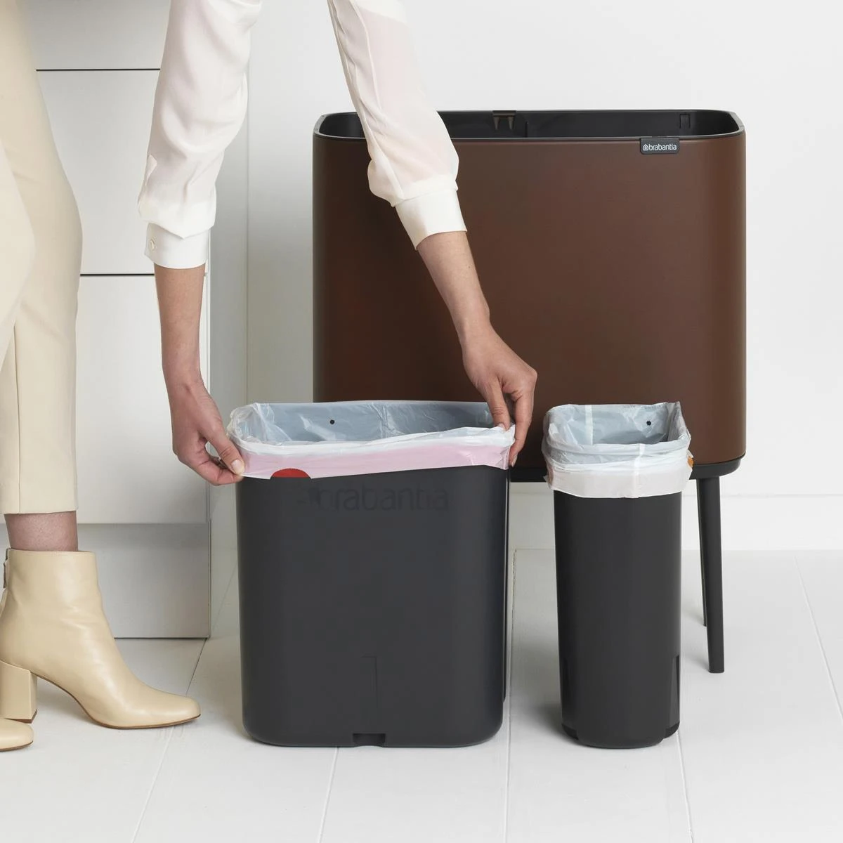 Brabantia Bo Touch Bin Afvalemmer 11 + 23 L - Mineral Cosy Brown - Afbeelding 15