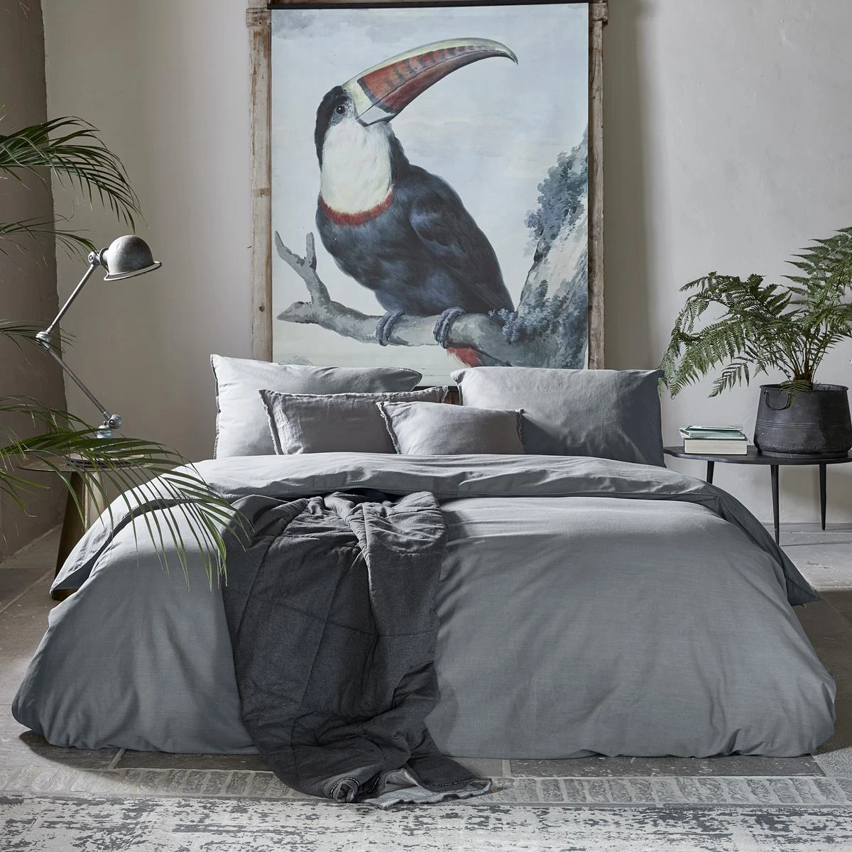 Walra Vintage Cotton Dekbedovertrek 240 X 220/240 Cm - Elephant Grey - Afbeelding 3