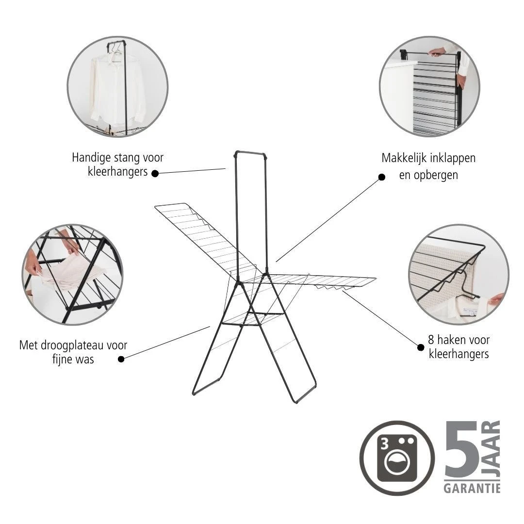 Brabantia HangOn Droogrek 25 Meter - Matt Black - Afbeelding 18