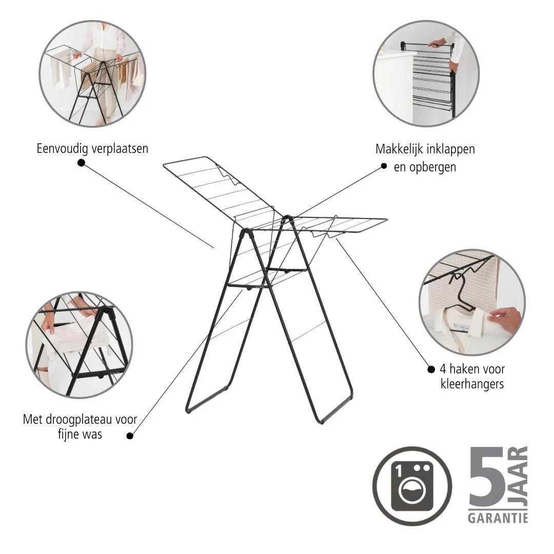 Brabantia HangOn Droogrek 15 Meter - Matt Black - Afbeelding 17