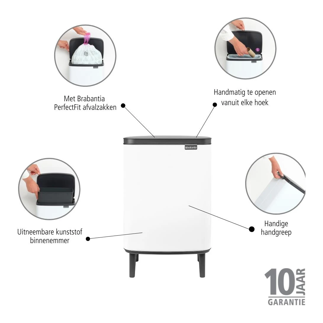 Brabantia Bo Hi Afvalemmer 12 L - White - Afbeelding 4