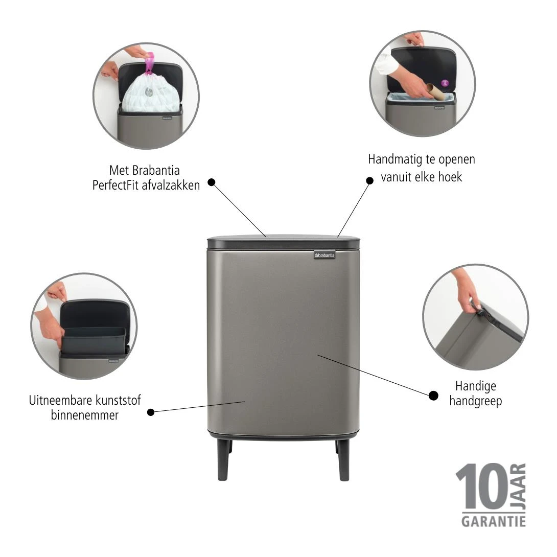 Brabantia Bo Hi Afvalemmer 12 L - Platinum - Afbeelding 14