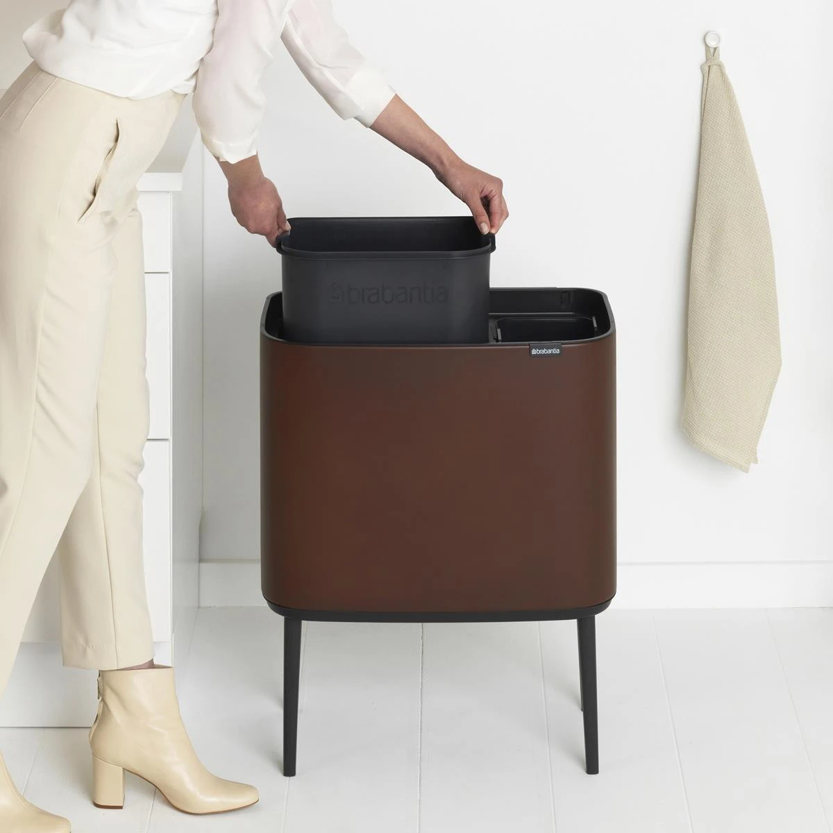 Brabantia Bo Touch Bin Afvalemmer 11 + 23 L - Mineral Cosy Brown - Afbeelding 14