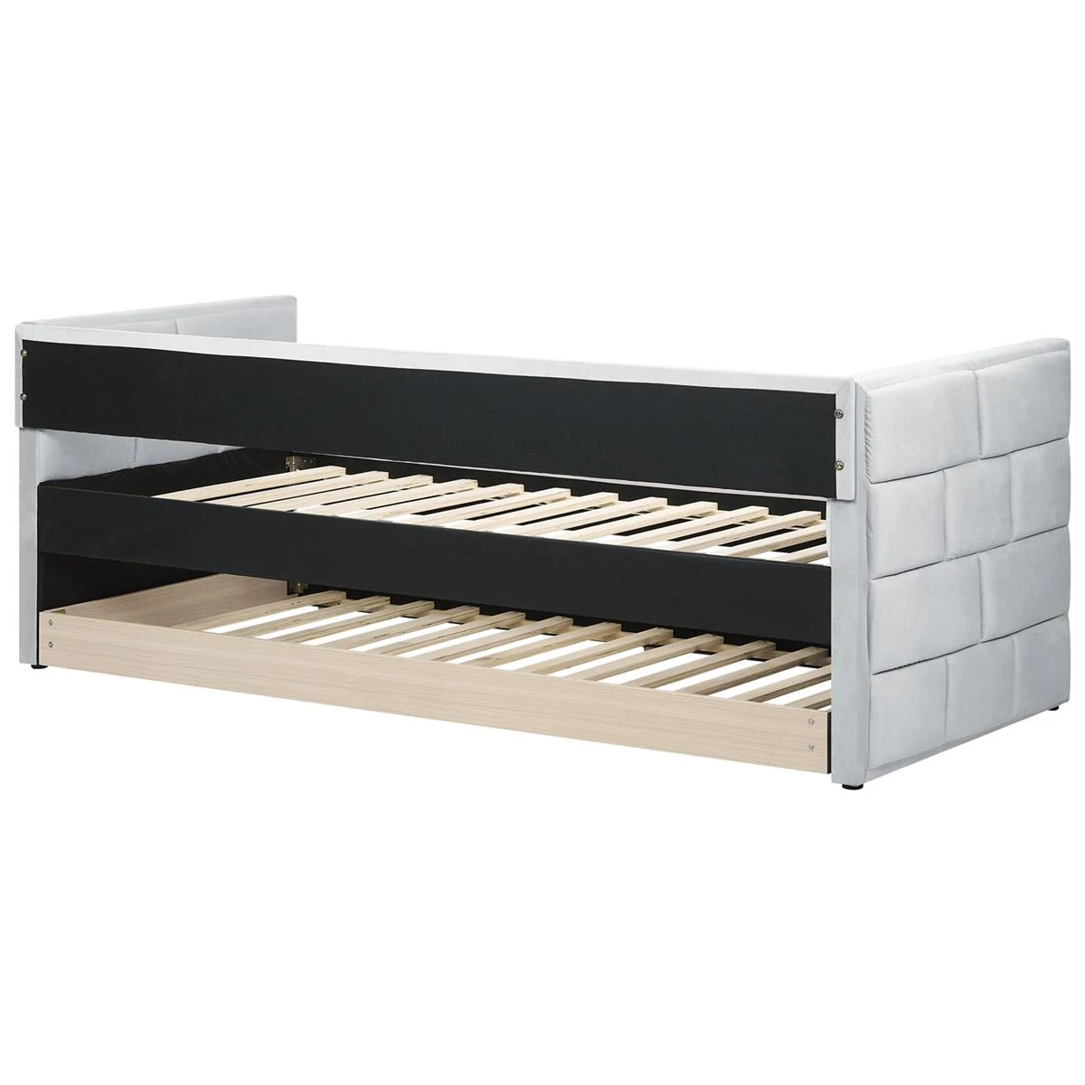 Beliani - CHAVONNE - Slaapbank - Lichtgrijs - 90 X 200 Cm - Fluweel - Afbeelding 4