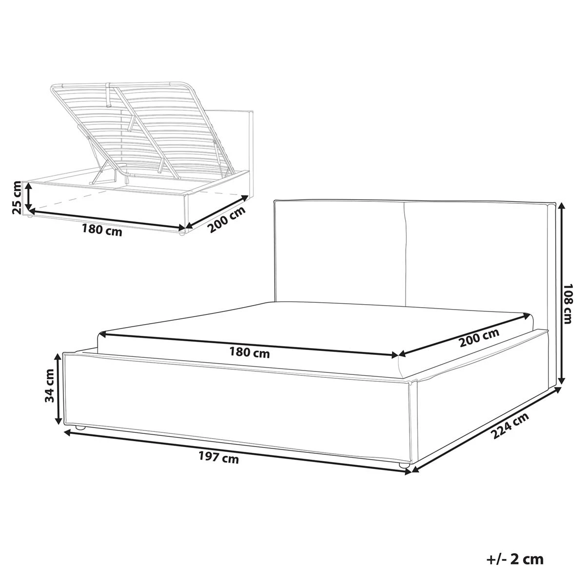 Beliani - MOISSAC - Bed - Taupe - 180 X 200 Cm - Polyester - Afbeelding 10
