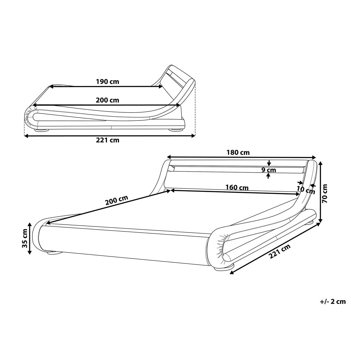 Beliani-AVIGNON-Futon Tweepersoonsbed-LED-Wit-160 X 200 Cm-Kunstleer - Afbeelding 3