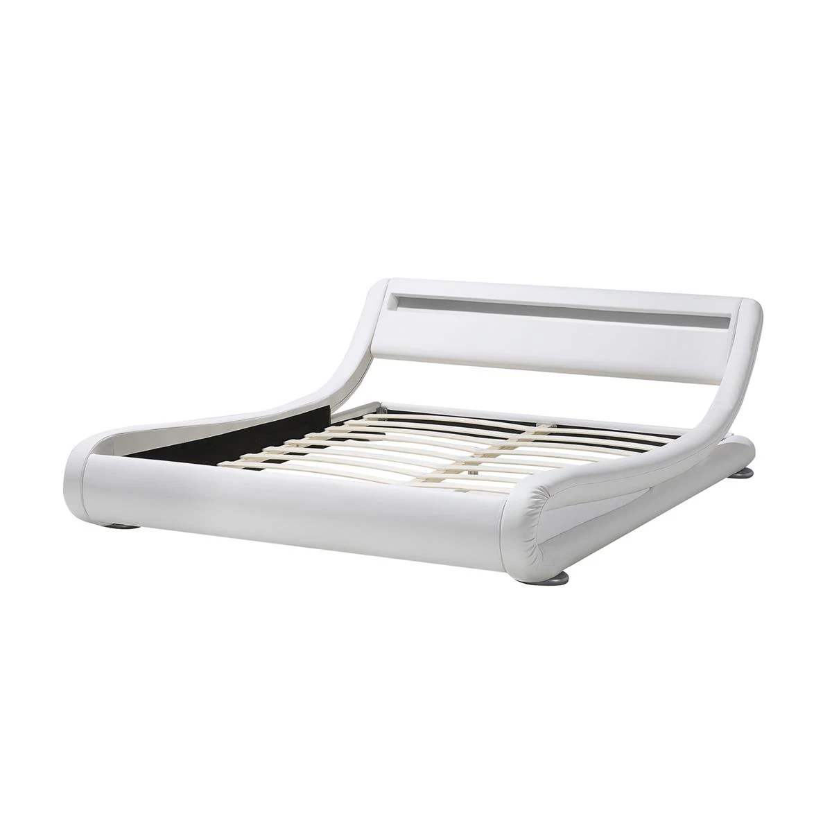 Beliani-AVIGNON-Futon Tweepersoonsbed-LED-Wit-160 X 200 Cm-Kunstleer - Afbeelding 5