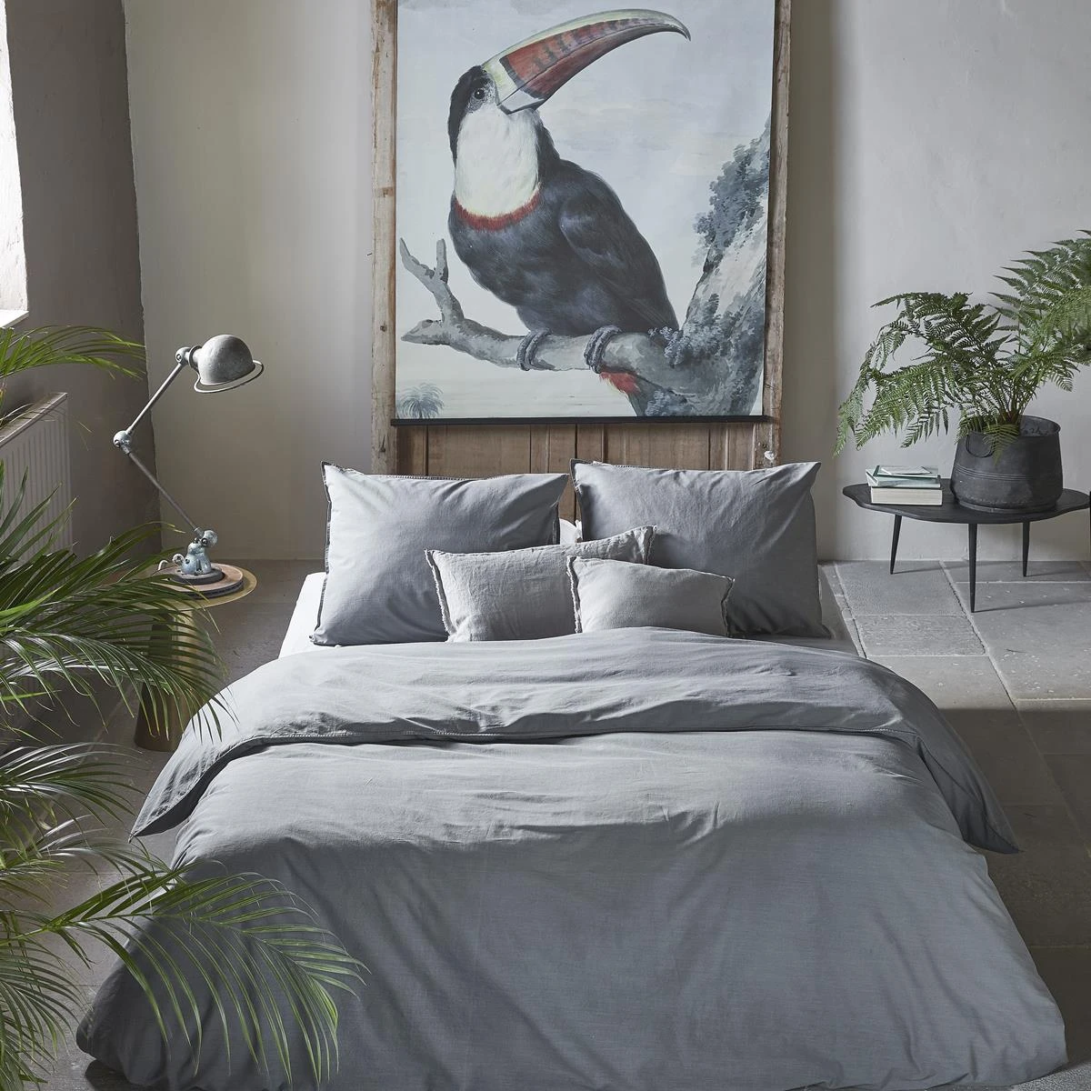 Walra Vintage Cotton Dekbedovertrek 240 X 220/240 Cm - Elephant Grey - Afbeelding 2