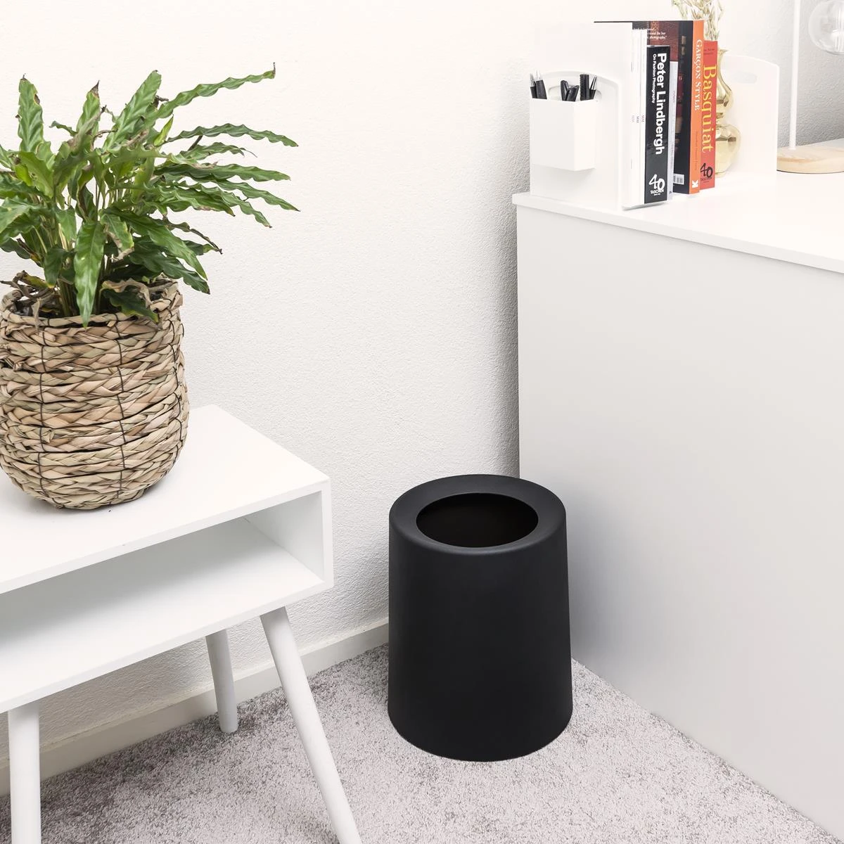 QUVIO Prullenbak Plastic Met Binnenemmer - 12 L - Zwart - Afbeelding 6