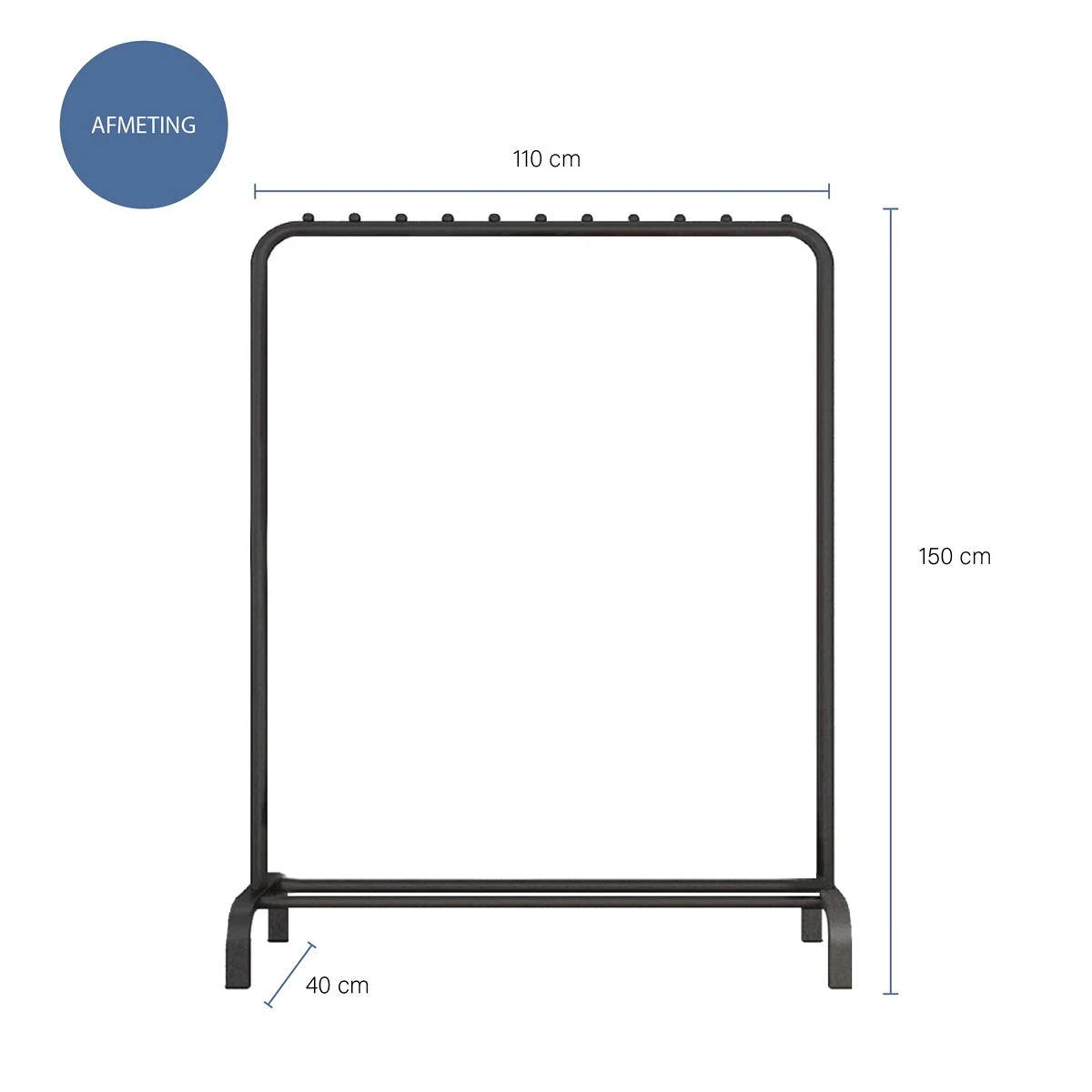 QUVIO Kledingrek Met Schoenen Opbergruimte Zwart - Afbeelding 4